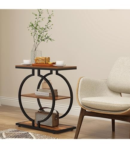 Tribesigns 3-Etagen Beistelltisch Aus Holz – 65x30 Cm, Schmal, Industriell, Mit Stauraum, Für Wohnzimmer Oder Schlafzimmer