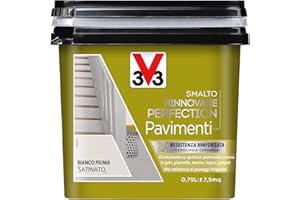V33 Smalto Rinnovare Perfection Pavimenti Bianco Piuma Satinato 0,75 L