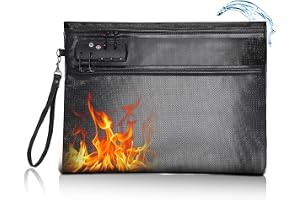 Gugxiom Brandsäker dokumentväska, 6 400 ℉ vattentät brandsäker plånbok med lås, dubbelt fack med dragkedja, glasfibermaterial