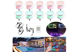 SUBOSI Lot de 10 Spot Encastrable Exterieur DC12V Ø45mm 1W IP67 RGB Spot Led Extérieur Encastrable spot led couleur pour Terrasse Enterré Plafonnier LED Lampe à encastrer au so