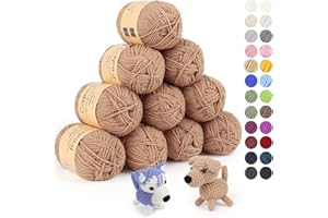 Coopay 10 Pelote de Laine à Tricoter, 450g (10x 45g), Laine Crochet Doux en Coton et Fibre, 5 Brins, Laine Crochet Tricot pour Layette, Fil à Crocheter Écharpe, Couverture, Gant - Kaki