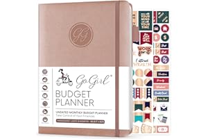 GoGirl Planificateur de Budget - Planificateur Financier Mensuel Agenda Livre de Budget. Journal de Suivi des Dépenses pour Contrôler votre Argent. Non Daté - 14.5x21cm, Durée de Vie 1 An - Or Rose