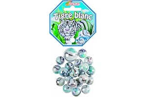 Kim'Play - 500827 - Jeu de Plein Air - 6 à 12 ans - 20 Billes + 1 Calots - Tigre Blanc