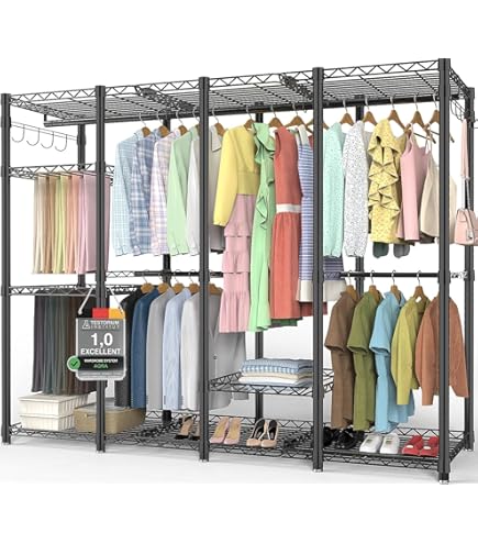 Buy VIPEK R4i Portable Closets Heavy Duty Garment Rack Adjustable Rolling Clothes Rack With 6 Tiers Metal Wire Shelving Double Rods Lockable Wheels Freestanding Wardrobe Closet Storage Rack Black