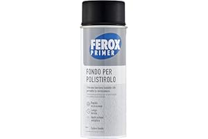 FEROX Fondo Isolante Polistirolo 400 ml, Fondo Aggrappante per Verniciatura, Colore Bianco, Primer Superfici Interno/Esterno, Primer Polistirolo, Rapida Essicazione, Lunga Durata