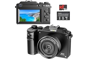 Vmotal 4K Digitalkamera, Digital Kamera mit SD-Karte/3.0" Bildschirm/Kompakt Kamera for YouTube Vlogging