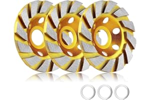 BUJINGYUN 3pcs-Turbo-Diamant-Schleifscheibe, 12 Segen, strapazierfähige Winkelschleiferräder für Winkelschleifer (gelb)