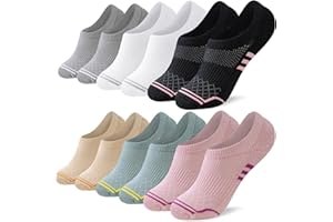 SockWaddles Invisible Trainer Socks Womens, No Show Ankle Socks, Non Slip Cushioned Anti Blister Sports Socks, Ladies Girls Low Cut Cotton Short Socks for Running, School, Gym and Casual, 6 Pairs