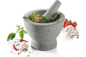 Gefu GE35320 Mortaio Crunchy con pestello di Pietra, Colore: Grigio, 17 x 17 x 13 cm