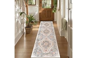 YOWOMO Teppich Wohnzimmer 80X250cm TeppichläUfer Schlafzimmer Carpet Vintage Kurzflor Waschbarer Boho Wohnzimmer Rug Living Room Bedroom
