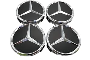 BONN-DESIGN 4 tapas para llantas de aleación para Mercedes de 75 mm, 4 unidades B66470200, tapas de llantas de 75 mm, tapas de buje compatibles con A B C E S clase negra estrella cubierta de buje