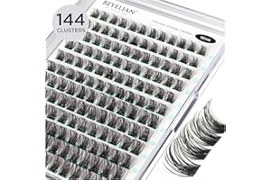 BEYELIAN Ciglia Finte Ciuffetti, 144 Pcs D+ Curl Ciuffetti Extension Ciglia Fai Da Te Ciglia Finte per Uso Personale a Casa 10-16mm(StyleC05 Black Band)