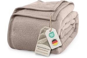 ‎LAYNENBURG LAYNENBURG Premium Baumwolldecke 220x240 cm - Oeko-TEX 100 - Baumwollmix Kuscheldecke - Decke als Wohndecke, Sofa-Decke & Couchdecke - Wolldecke kuschelig-warm aus Baumwolle (Taupe)