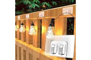 AFFAVON 25pack Outdoor Lights Hooks with Adhesive Strips - Waterproof, UV-Resistant, No-Damage, Tool-Free Installation Clips for Christmas, Patio,Garden Balcony Decor,Cable Holders for Hanging