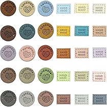 60 Stück Handgefertigte Lederetiketten - 15 Farben Mit 'Handmade With Love' Aufdruck