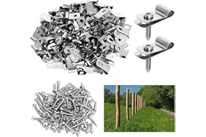 GEKUFA Morsetti per Recinzione Agricole 300 Pezzi, Clip per Recinzioni in Acciaio Inox con Viti, Clip di Montaggio per Recinzioni per Fili di Calibro 12-16 e Recinzioni in Vinile, Legno o Metallo