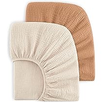 Susurration Set van 2 hoeslakens voor kinderen, mousseline beddengoed, 100% katoen, babylaken, 140 x 70 cm, reisbed, hoeslaken, bijzetbed, linnen (saliecrème