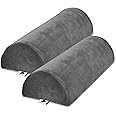 2 Pack Large Half Moon Bolster Pillow for Legs, Knees, Lower Back and Head (2 Pack) Lumbar Support Pillow for Bed, Sleeping | Semi Roll for Ankle and Foot Comfort - Machine Washable Cover, Grey