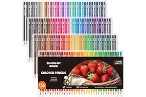 Shuttle Art 136 Matite Colorate Professionali, Colori a Matita Mine Morbido Con Grafico Nomi Colori, per Artisti Bambini Adulti, Pastelli Colorati per Colorare, Disegnare, Materiale Scolastico