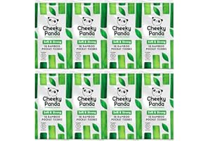 The Cheeky Panda Bamboo Pocket Tissues, 8 Pack of 10 Hypoallergenic Tissues, Ultra Soft, 3-Ply, White, Travel Size
