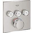 GROHE Grohtherm Smartcontrol Thermostat for Shower, with Concealed Installation and Three Valves Square Shape, Stainless Steel Look Eco-Friendly and Safety Features 29126DC0