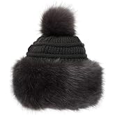 Soul Young Fur Hat Women's Winter Hat Faux Fox Pompom Fur Warm Soft Headband Hat