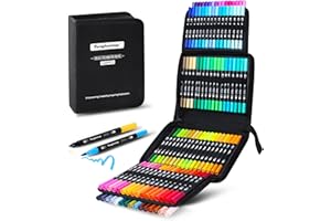 Tongfushop 120 Dual Tip Colouring Pens, Fineliners Felt Tip Brush Pens, Art Markers for Adult Colouring Books Calligraphy Painting Drawing Sketching Journal
