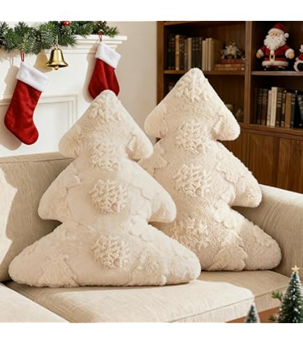 Coussin Décoratif En Forme De Flocon De Neige - 40x40 Cm - Blanc Doux Pour Noël Et Décor D'Hiver - 10