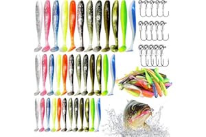 Ensemble de Leurres de Pêche 87 pièces Leurre Souple Leurre Peche Carnassier pour Barracuda avec Têtes Plombées et Accessoires de Pêche Kit de Leurres en Plastique Souple pour Bar Peche Carpe Truite