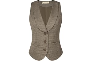 Belle Poque Waistcoat Women Vintage Sleeveless Lapel Collar Single Breasted Dressy Suit Vest with Pockets