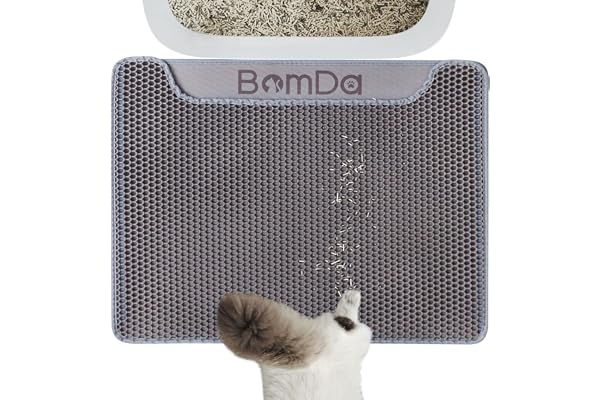 BomDa Tapis Litiere Chat Bac à Litière pour Chats, 58x43cm Katzenstreu Matte, Imperméable Non Toxique Tapis de Litière pour Chat, Double Couche en Nid d'abeille Design(Gris, 58x43cm)