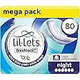 Lil-Lets Freshlock™ Ultra Thin Period Pads - 80 Count, Night Absorbency, with Wings, 8 Packs of 10 Pads - Bulk Pack, Unscented, 100% Cotton Cover, Nightime Sanitary Towels