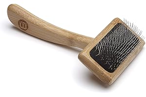 Mikki Cepillo Slicker de Bambú con Cerdas Suaves para Pelo Medio o Largo y Rizado, para Perros y Gatos, Fabricado con Bambú Sostenible, para Eliminar Enredos y Nudos del Pelo, Pequeño 60 g