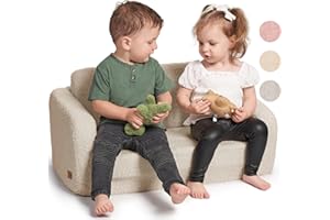 ZICOTO Sturdy Kids Couch and Chair for Fun Play Time or Comfy Lounging - The Perfect 2 in 1 Toddler Sofa Easily Unfolds Into a Super Soft Lounger - Modern Fold Out Chair for Babies Fits Nicely with Any Decor