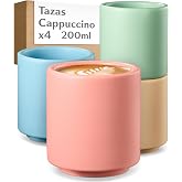 Cosumy Set of Cups Coffee with Milk Cake - 4x 200ml - Cappuccino Cup | Stackable Mugs Without Handle - Thick Ceramic Keeps Co