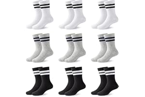 JOCMIC 9 Pack Junior Cotton School Sports Socks Toddler Kids Crew Athletic Boys Girls Cushioned Ankle 4-15 Years