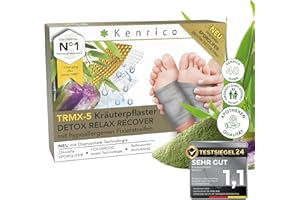 ‎KENRICO KENRICO TRMX-5 Kräuterpflaster Pflaster zum Entgiften [100% natürlich] Entgiftungspflaster Detox Relax Recover Entgiftung Pads Füße Detox Pflaster Körper entgiften Fusspflaster Patch Fuss