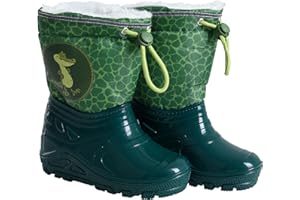 ESTEXO Kinder Gummistiefel Regenstiefel Thermostiefel Mädchen Jungen gefüttert Grün Krokodil