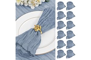 YMHPRIDE 30 Stück Mullservietten 50 cm, Gaze-Käsetuch Vintage-Boho-Stoffservietten, Großpackung für Partys, Hochzeiten, Empfänge, Brautpartys, Tischdekorationen – Staubiges Blau