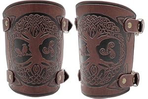 HiiFeuer Viking Yggdrasil World Tree Tłoczone PU Skórzane Karwasze, Średniowieczne Ochraniacze na Ramię na LARP Halloween