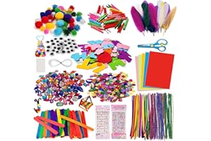 SCLLNDA 1300Pezzi Lavoretti Creativi per Bambini DIY Art Craft Set,Scovolini Colorati per Lavoretti,Contiene Occhi Contorti,Bastoncini di Legno Colorati,Piume,Giochi Creativi Accessori per Artigianato