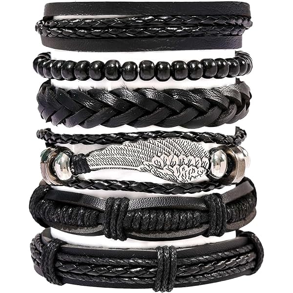 Brede Zwarte Multi Lederen Armband | Op voorraad | Collin Rowe