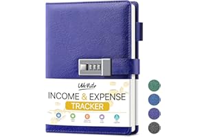 WEMATE Income and Expense Tracker, Accounting Ledger Book for Small Business & Personal Use, Undated Bookkeeping Record Book- 53 Weeks, A5 Leather Ledger Book, 8x6Inch, Purple