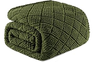 Whale Flotilla Manta Suave de Sofá, Mantas para Cama, Cálida y Mullida para Cualquier Temporada, 150 x 200 cm, Verde Oliva