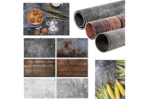 HENGMING Selens 2 en 1 Telón de Fondo de Papel 56x88cm 3 Pcs Muro de Cemento Hormigón Madera de Secuoya Textura de Cara Doble para Fotografía Estudio Fotográfico Flat Lay Comida Producto Pequeño Cosmético Joya