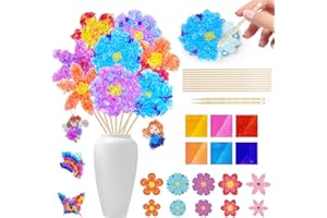 GAROMIA Bastelset Kinder ab 6 4 5 Jahre Basteln Mädchen 7 8 10 Jahre Kinder Blumen Bastelkoffer Blumenstrauß mit Pailletten Kindergeburtstag Geschenke Mädchen Spielzeug Kreativ Set