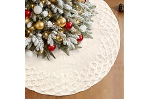 ‎UXORSN UXORSN Weihnachtsbaum Decke Rock 122cm Gestrickter Christbaumdecke Rund Weiß Gewebtes Karomuster Weihnachtsbaumdecke Große Christbaumständer Weihnachtsbaum Teppich Für Zuhause Urlaub Weihnachtsdeko