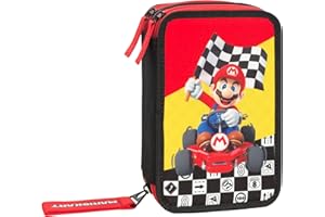 FRANCO COSIMO PANINI MARIO KART - Oficjalny piórnik szkolny Mario Kart, 3 przegródki dla chłopców i dziewczynek, z zestawem na artykuły pa, niebieski długopis Frixion i praktycznym zamkiem błyskawicznym, 20 x 13