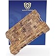 DALSTRONG Cutting Board - Lionswood End-Grain Teak - 16" x 12" - Steel Carrying Handles - Gift Packaging Serving Board - Large Cutting Boards for Kitchen - Chopping Meat Cutting Board - Two Sizes