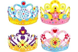 Hifot kit Loisir creatif Enfant DIY Couronne 4 pièces, Princesse Tiare Diadème Artisanat Fournitures Fille, Anniversaire Cadeaux Décorations et Accessoires de fêtes